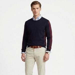 A-Frame Men Sweater Sz M Black Colorblock Preppy Ivy League Old Money Tenniscore